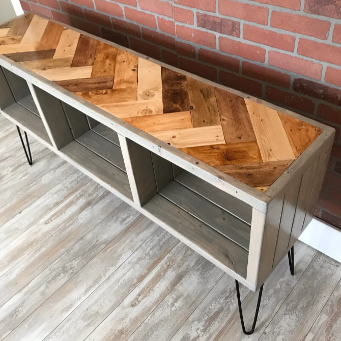 Natural Wood Earth Tones Herringbone Top (Add-on)