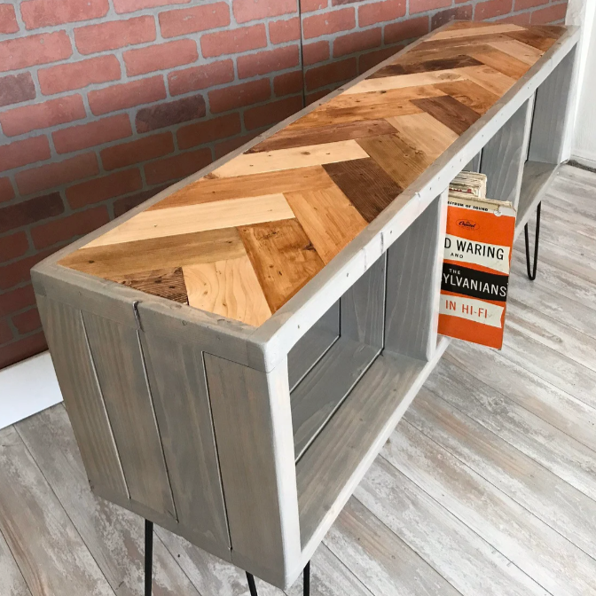 Natural Wood Earth Tones Herringbone Top (Add-on)
