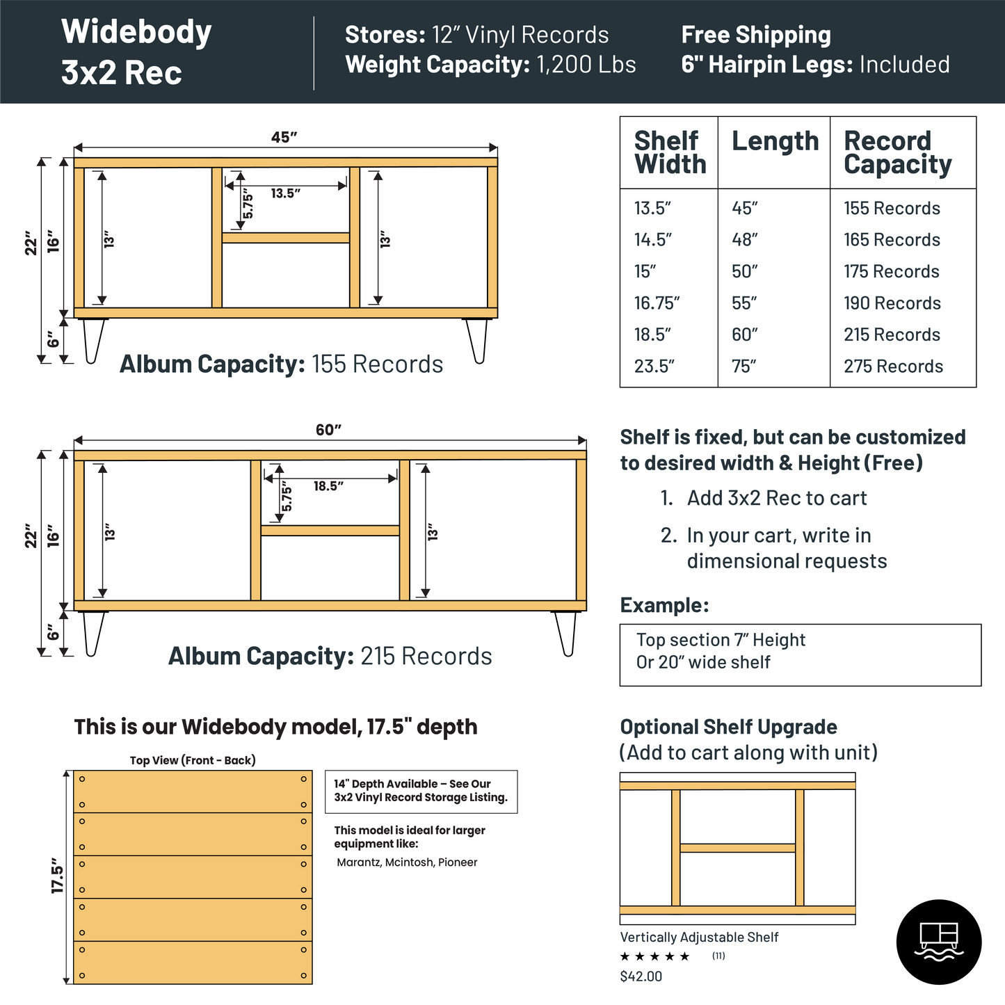 3x2 "Widebody" Vinyl Record Storage