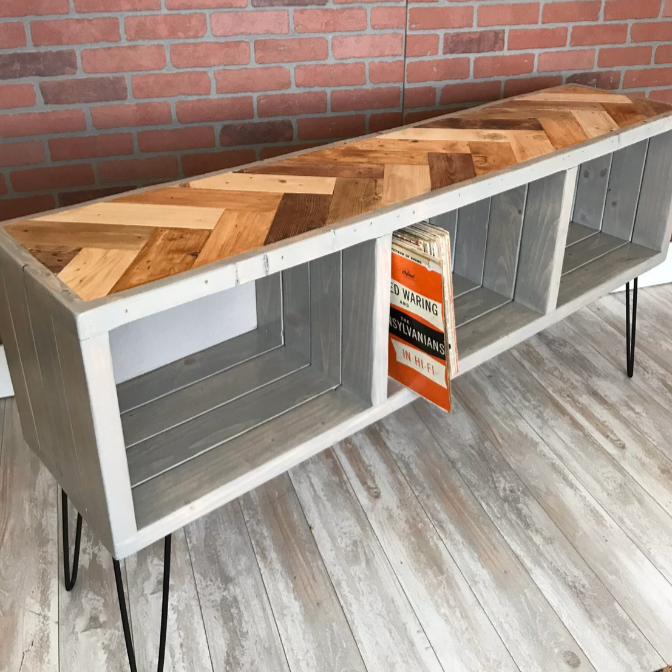Natural Wood Earth Tones Herringbone Top (Add-on)