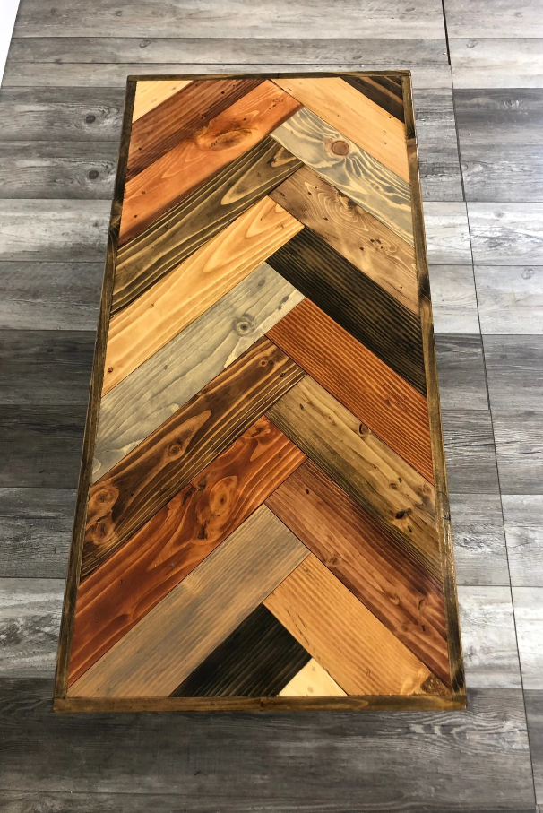 Dark Herringbone Coffee Table Ocean Beach Pallet Co