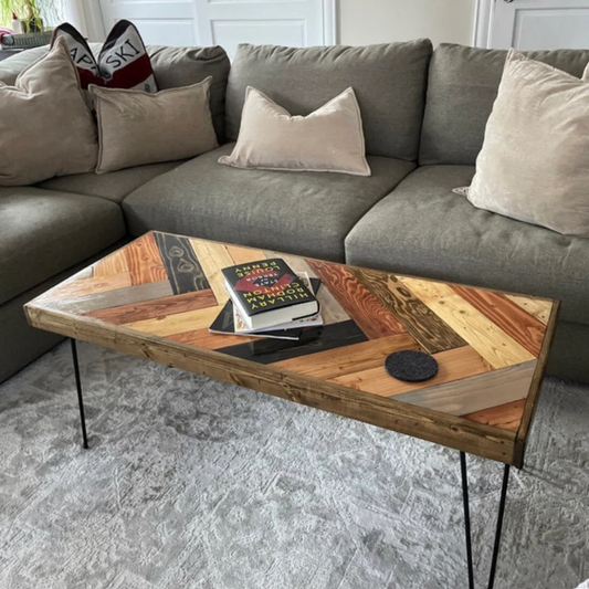 Dark Herringbone Coffee Table Ocean Beach Pallet Co