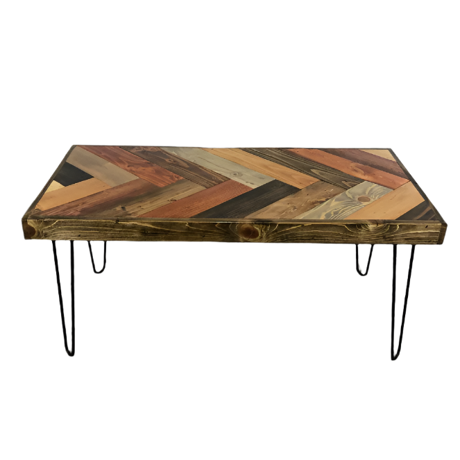 Dark Herringbone Coffee Table Ocean Beach Pallet Co