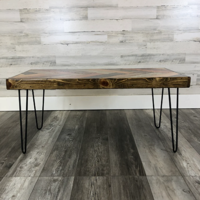 Dark Herringbone Coffee Table Ocean Beach Pallet Co