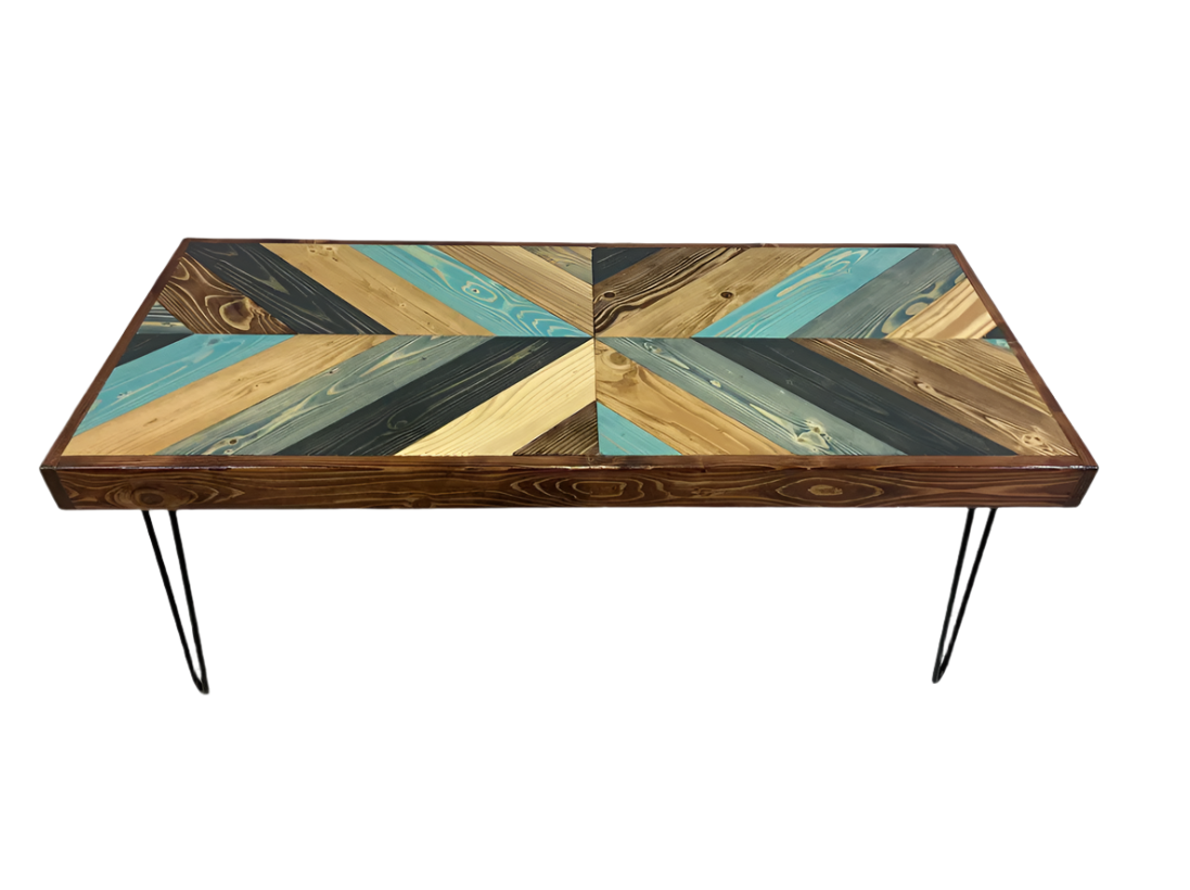 "I Got The Blues " Colliding Chevron Coffee Table Ocean Beach Pallet Co