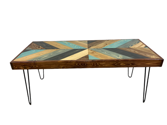 "I Got The Blues" Colliding Chevron Coffee Table Ocean Beach Pallet Co