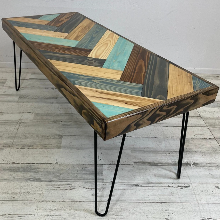 "I Got The Blues" Herringbone Coffee Table