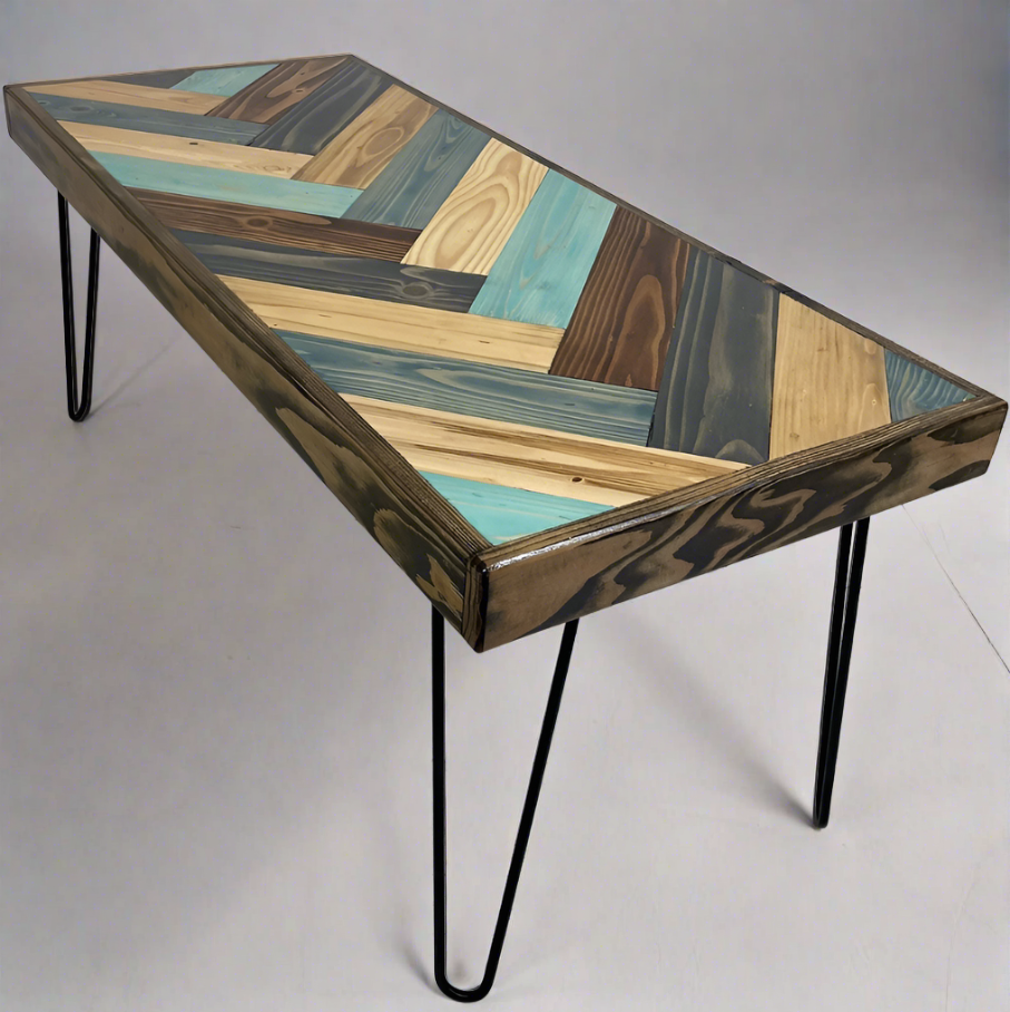 The "I Got The Blues" Herringbone Coffee Table