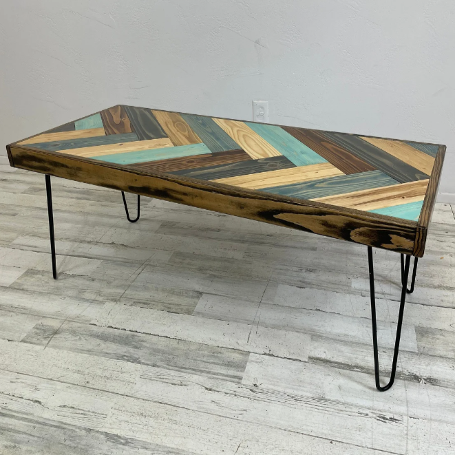 "I Got The Blues" Herringbone Coffee Table