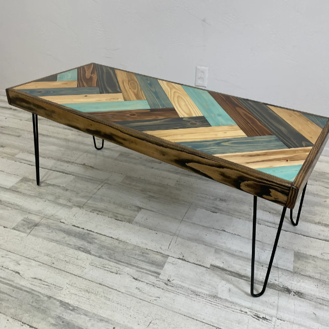 "I Got The Blues" Herringbone Coffee Table