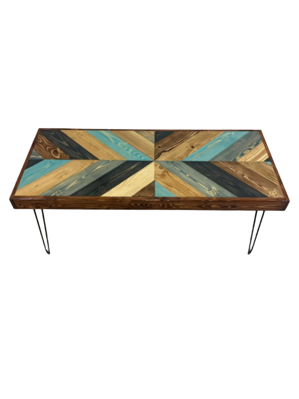 "I Got The Blues" Colliding Chevron Coffee Table