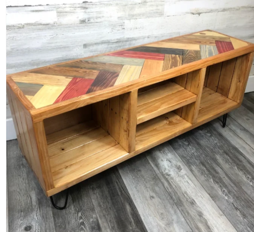 Wooden CD storage cabinet with open front and multiple cubby compartments