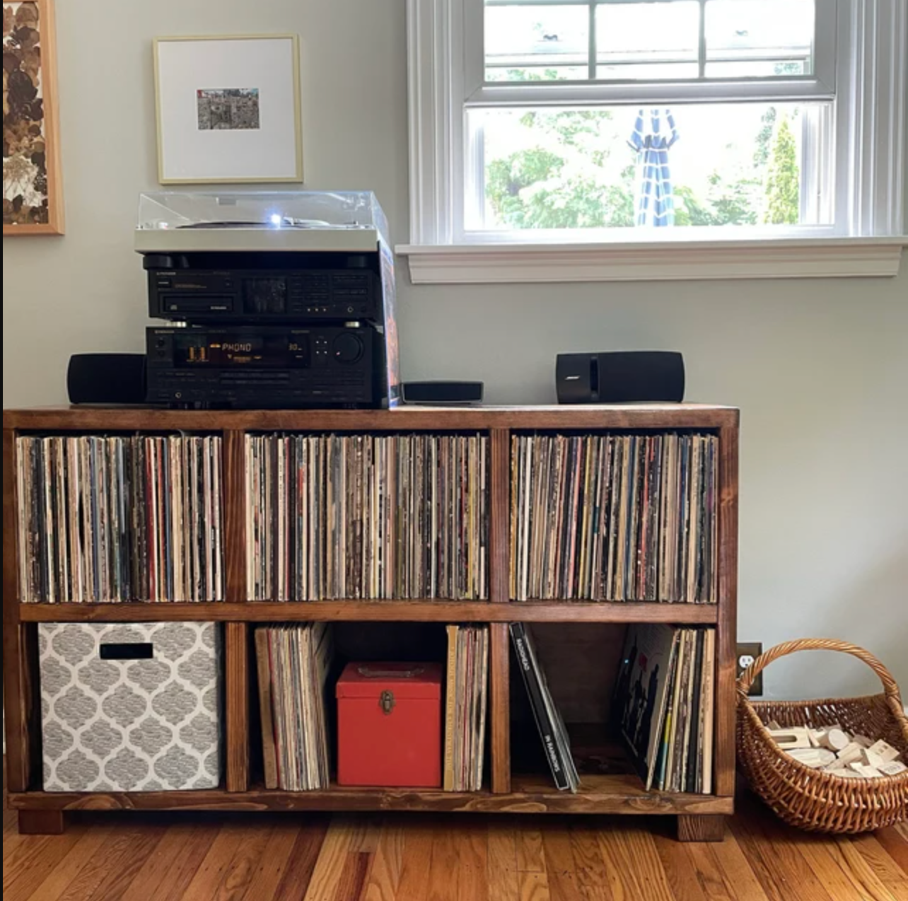 Vinyl Record Storage Entertainment Center