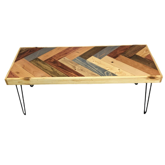 Colorful Herringbone Coffee table | Reclaimed Wood | Pallet Furniture