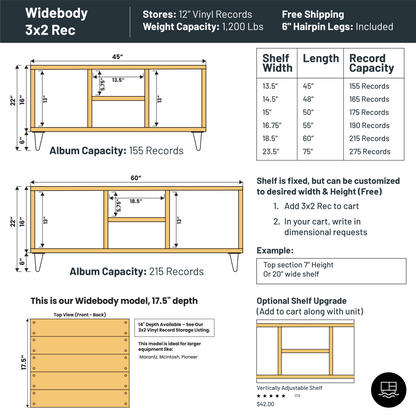 3x2 "Widebody" Vinyl Record Storage