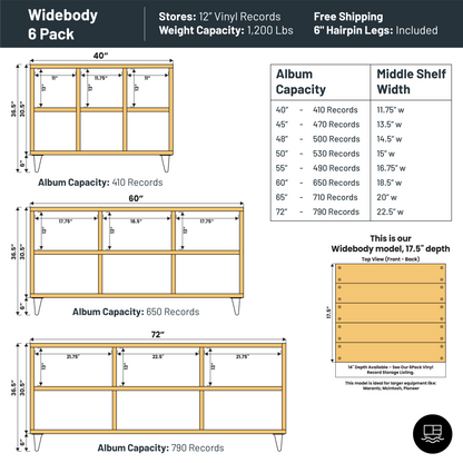 6Pack "Widebody" Vinyl Record Storage