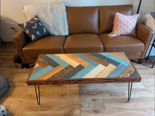 "I Got The Blues" Herringbone Coffee Table