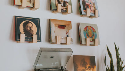 Flip record display shelf