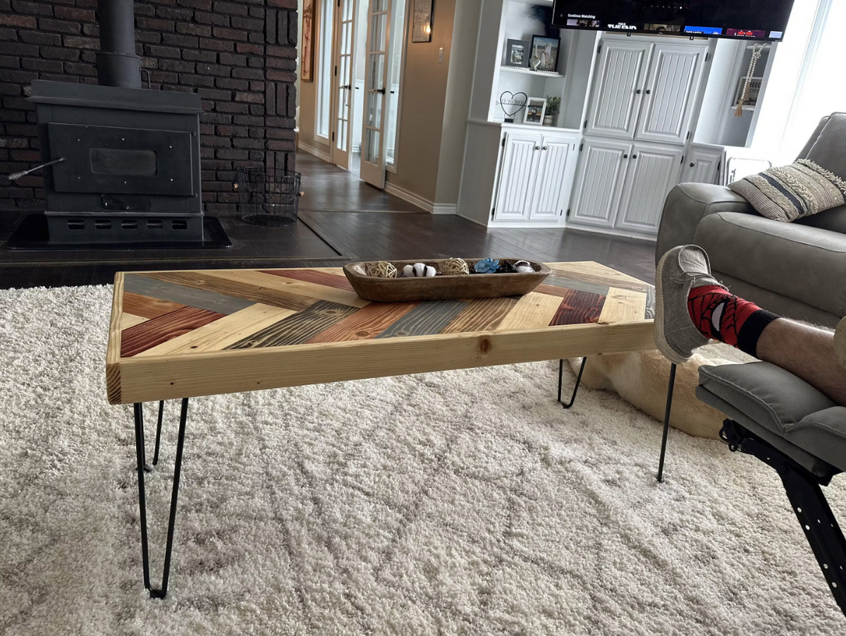 Herringbone Modern Wood Coffee Table – Ocean Beach Pallet Co