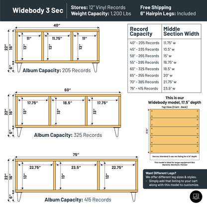 3Sec "Widebody" Vinyl Record Storage