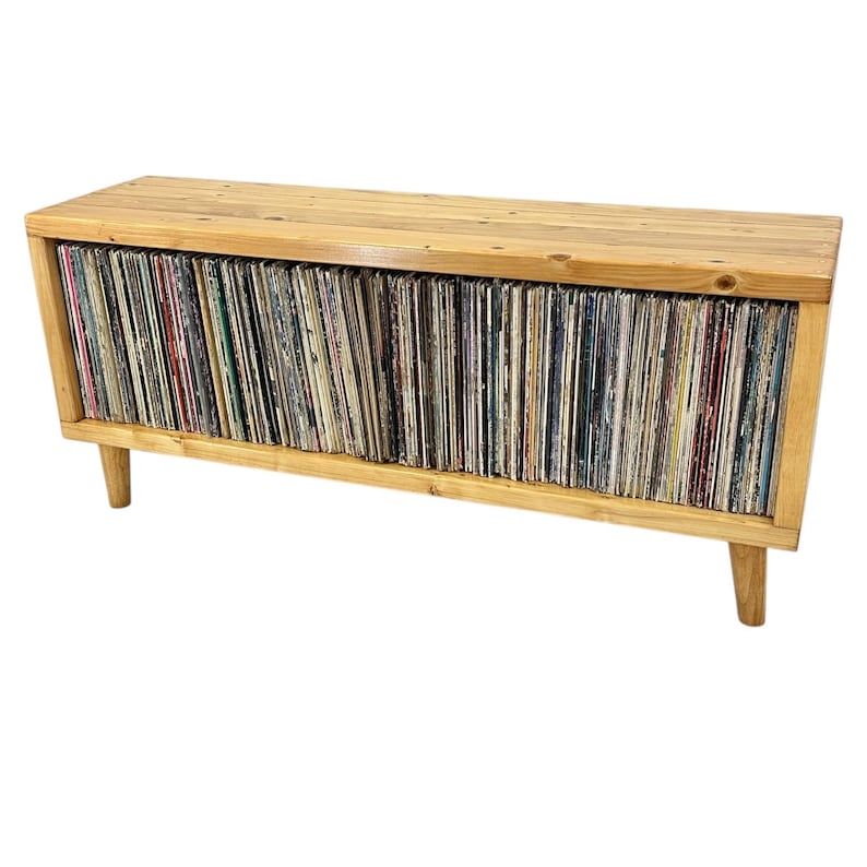 Rec with Wooden Angled Peg Legs Vinyl Record Storage