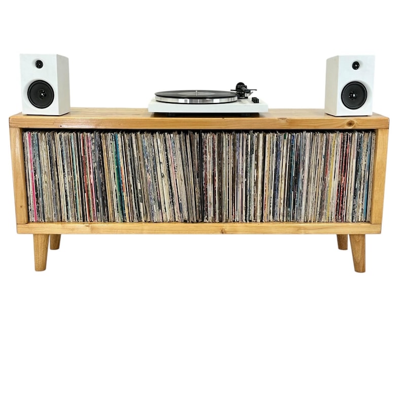 Rec with Wooden Angled Peg Legs Vinyl Record Storage