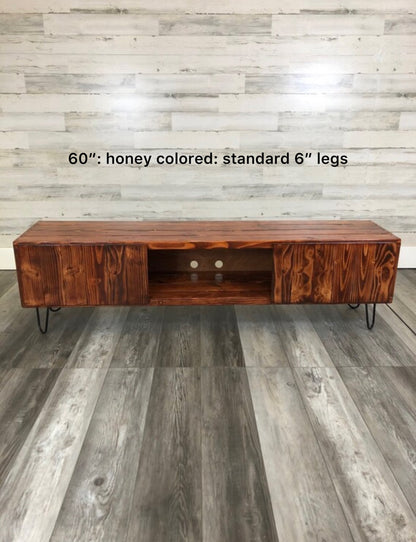 Tv Console with Doors - Media Stand Entertainment Center Recommended for TVs 32”-85" Customizable Solid Wood Tv Stand Handcrafted in the U.S.A.
