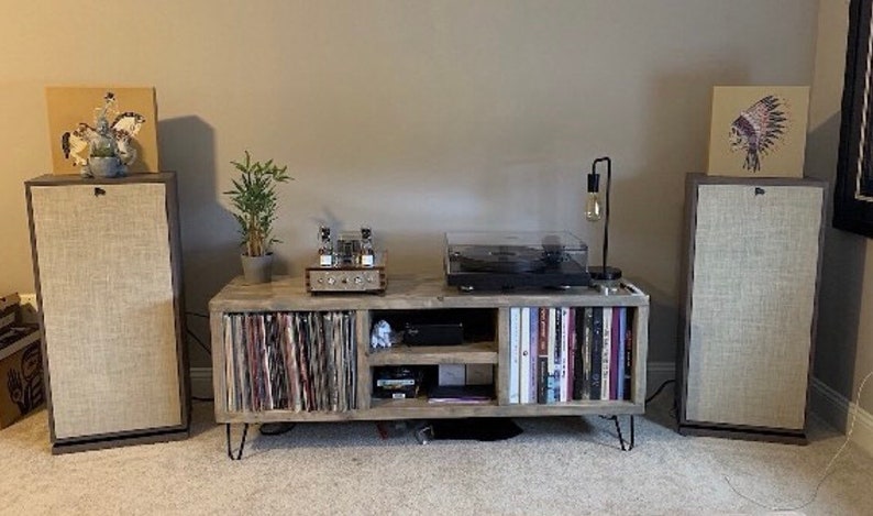 living room furniture, vinyl record storage, turntable stand, multimedia console, credenza, cube storage, entertainment center